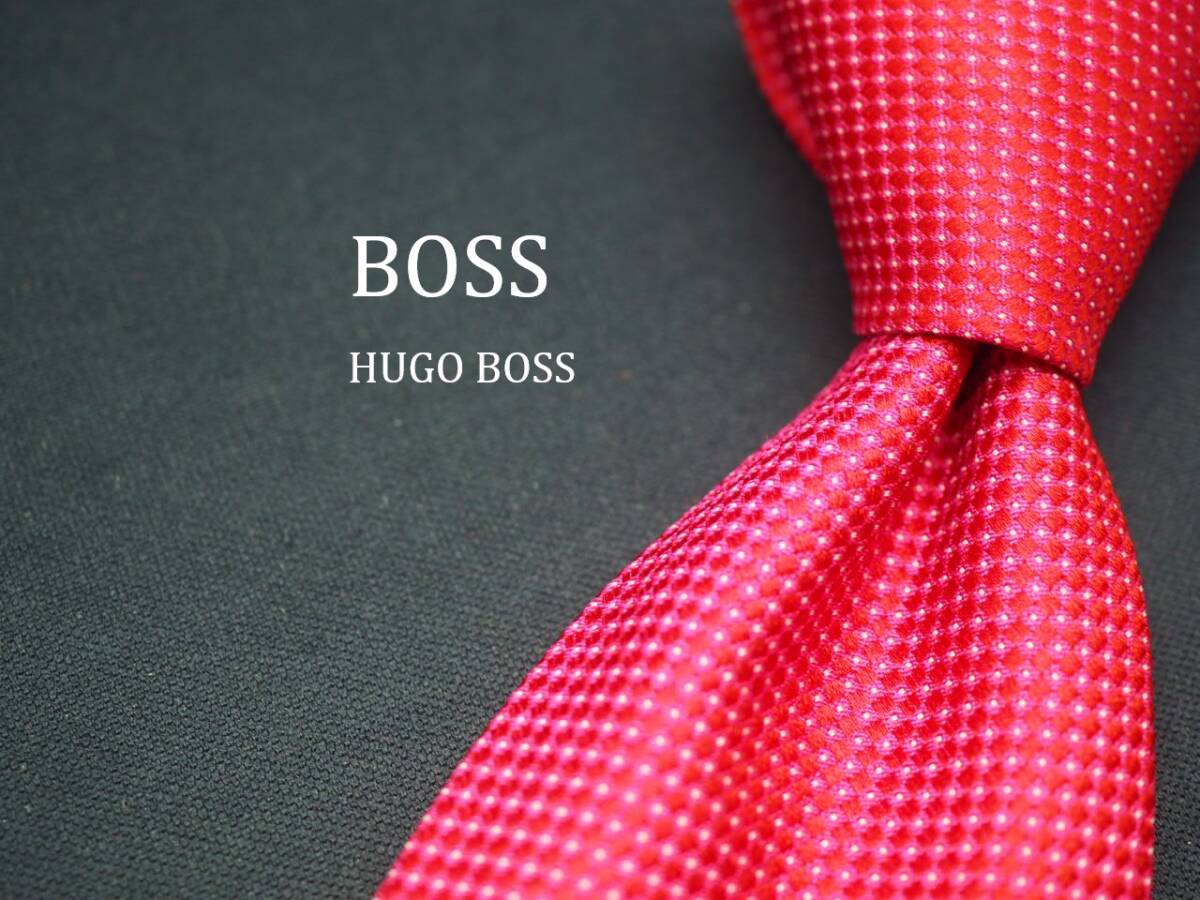 美品【HUGO BOSS ヒューゴ ボス】 E1710 赤系 SILK ブランド ネクタイ 古着 良品拍卖