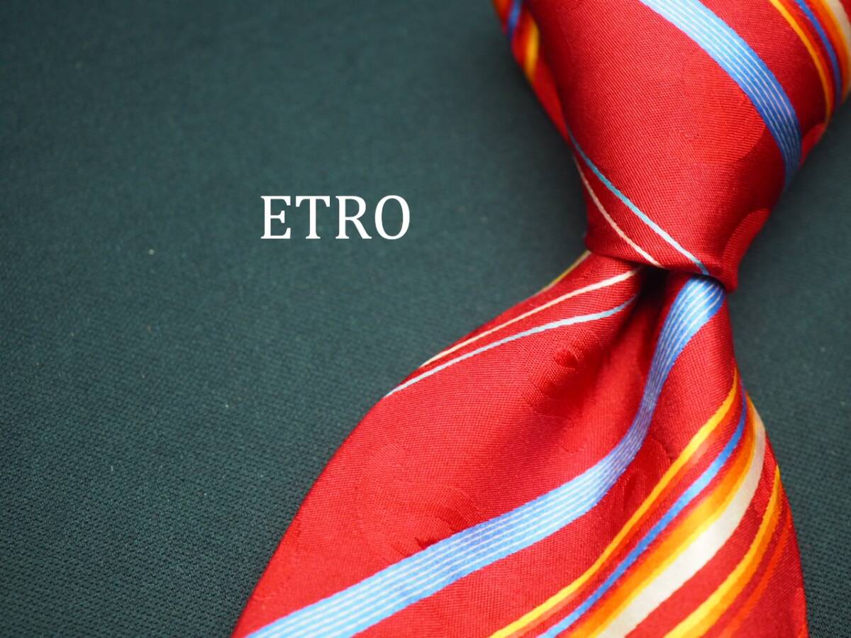 美品【ETRO エトロ】 E1938 赤系 SILK ブランド ネクタイ 古着 良品拍卖