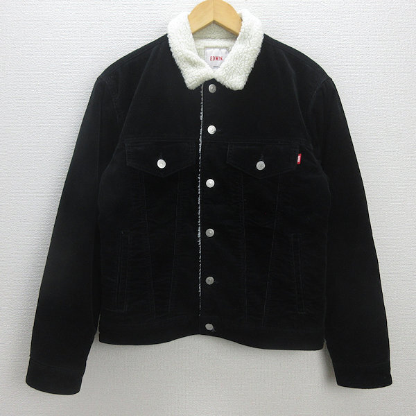 D■エドウィン/EDWIN GET616 裏ボア コーデュロイジャケット【M】黒/MENS■27【中古】拍卖