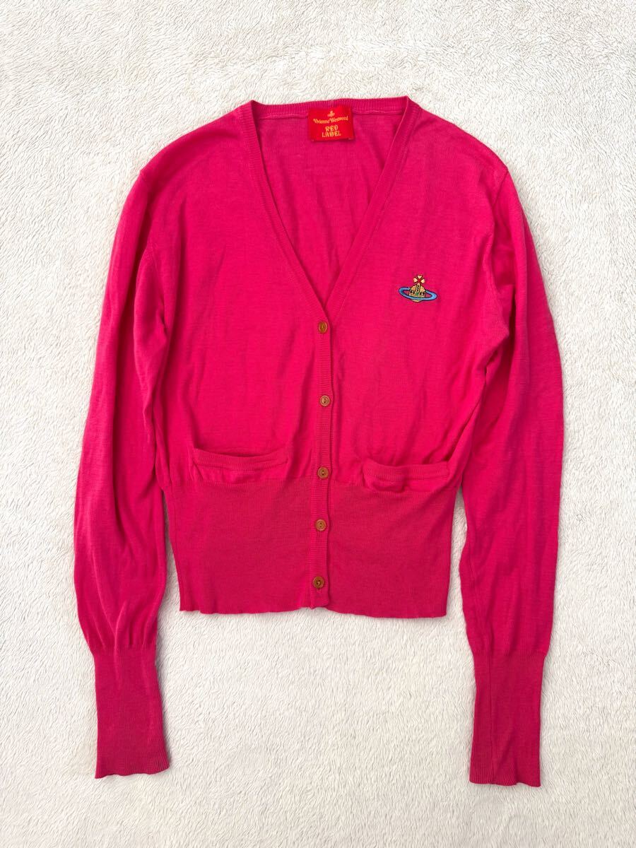イタリア製 Vivienne Westwood RED LABEL sizeM コットンカーディガン ピンク オーブ オリゾンティ ヴィヴィアンウエストウッド拍卖