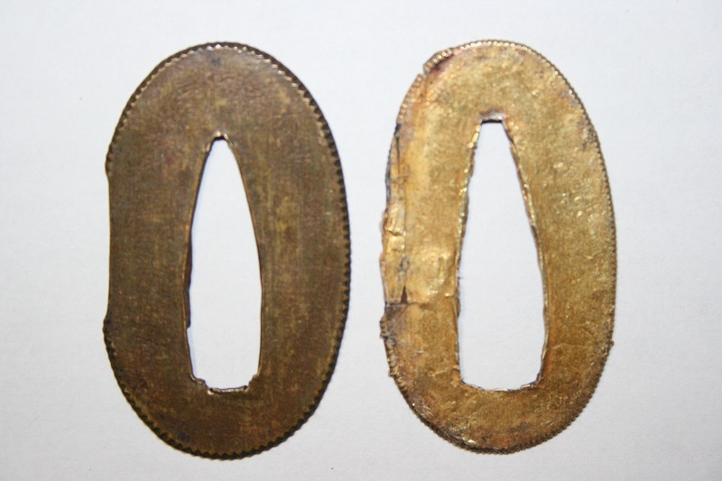 高級時代物切羽 金着せ切羽1組 分厚い!V③拍卖