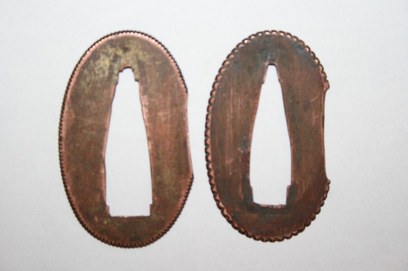 美品! 時代物本歌 銅地切羽2枚1組 厚い!V⑥銘入り!拍卖