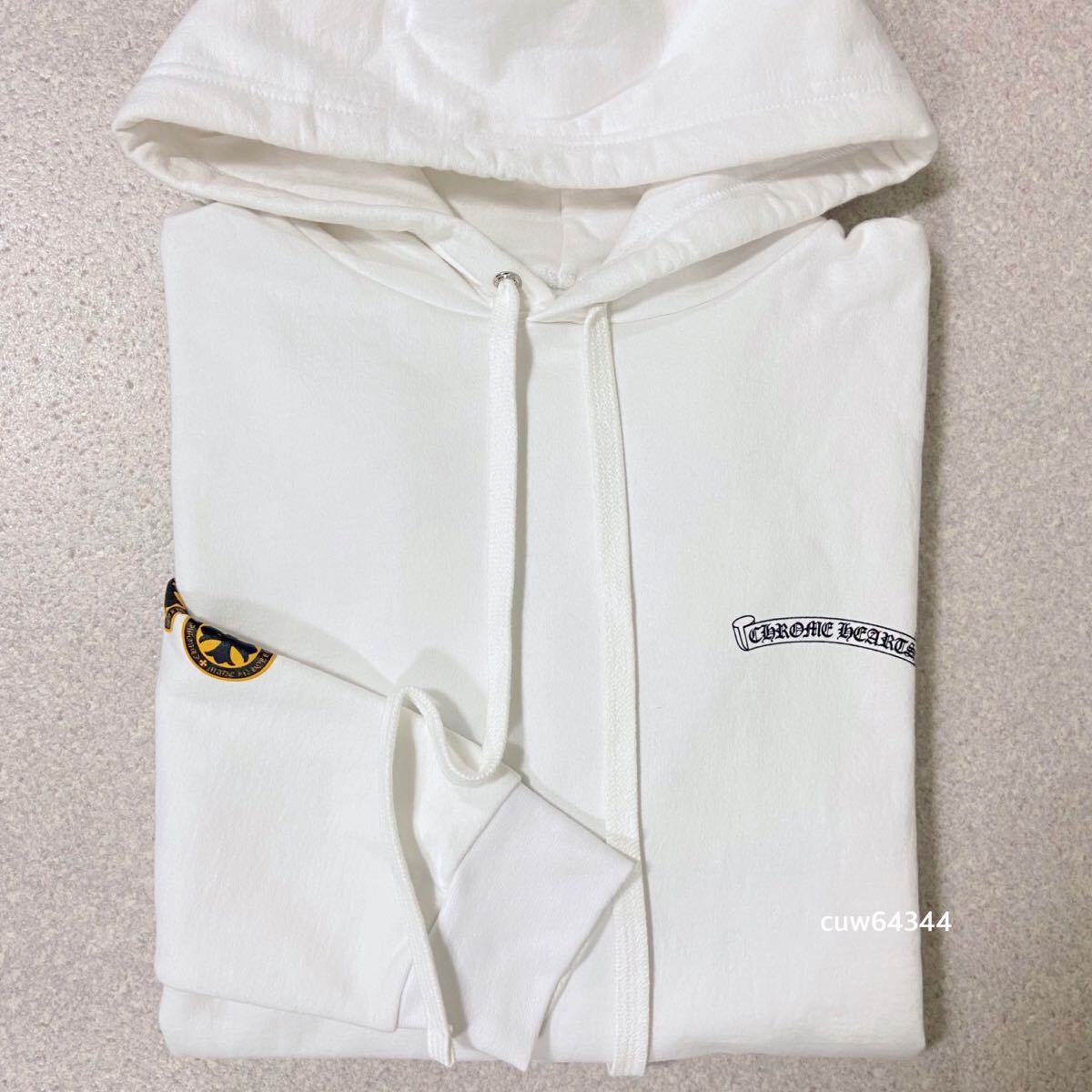 完全正規品 美品 XL CHROME HEARTS クロムハーツ バッククロス CHプリント プルオーバー フーディ パーカー 白 ホワイト スウェット拍卖