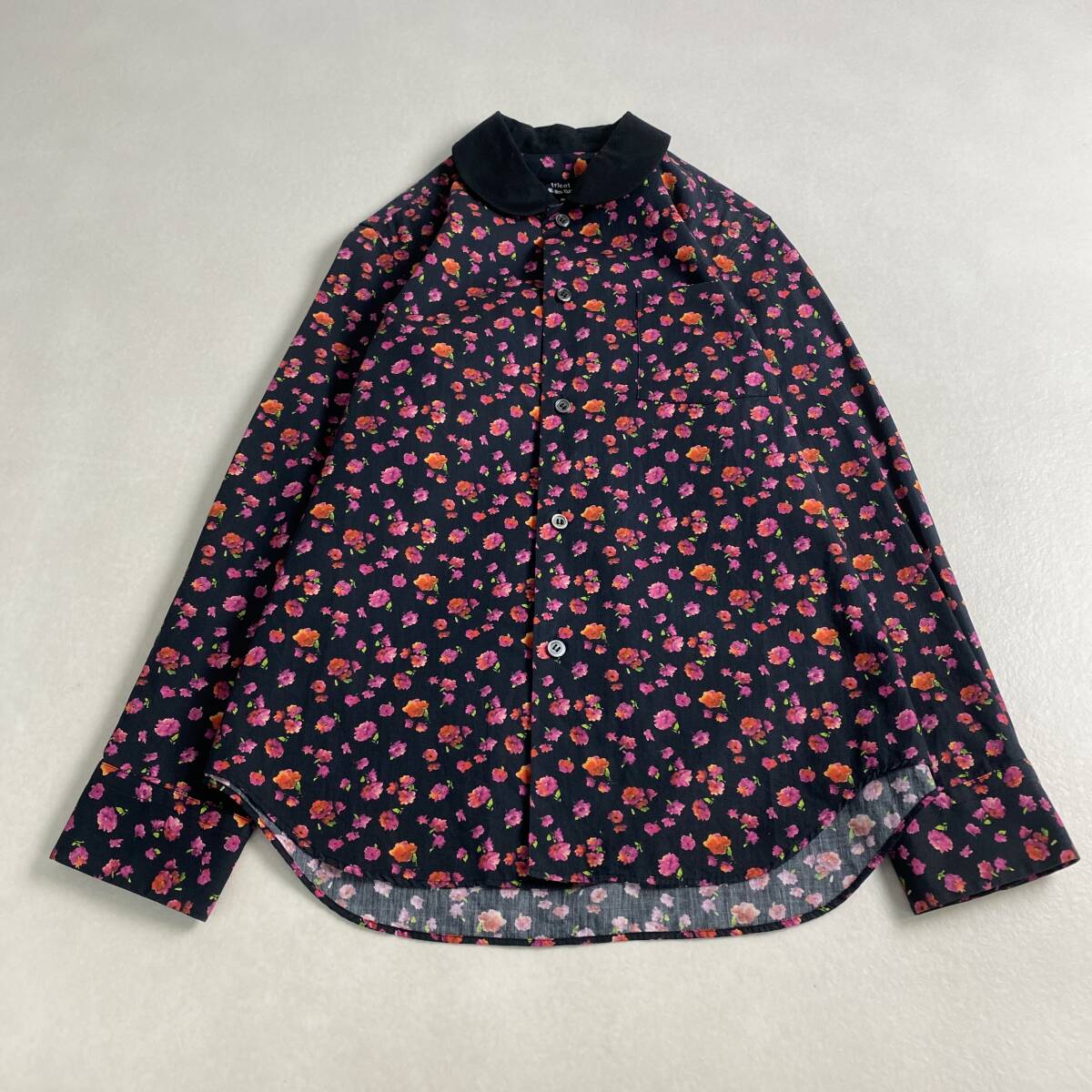 美品 トリココムデギャルソン ブラウス 花柄 近年 丸襟 シャツ 小花 tricot comme des garcons AD2019 綿100 S M相当拍卖