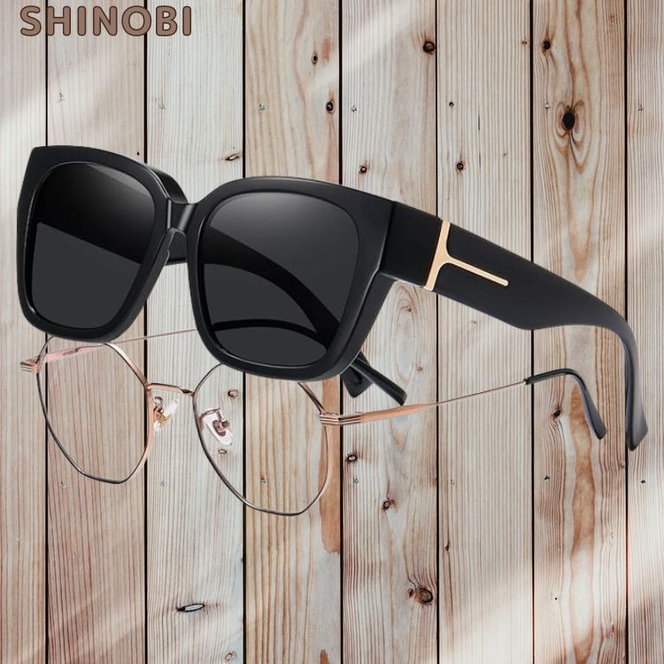 メガネの上から掛けられる! オーバーサングラス 男女兼用 偏光 UV400 紫外線カット 31gの軽さ 運転用 釣り スポーツ ブラック拍卖