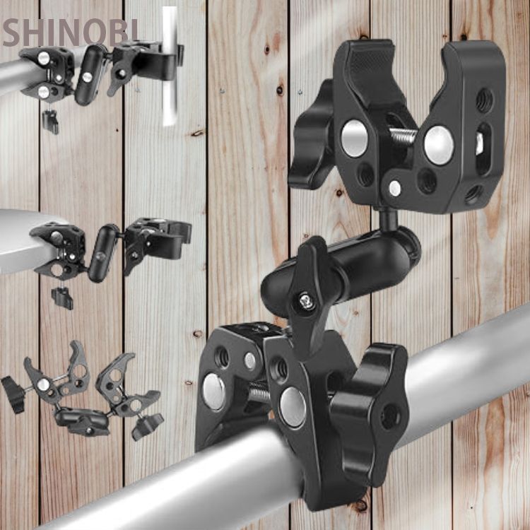 ダブルスーパークランプ カメラマウント ボールヘッド マジックアーム 360°回転 角度調整 蟹バサミクランプ ダブルクランプ 緩み防止 雲台拍卖