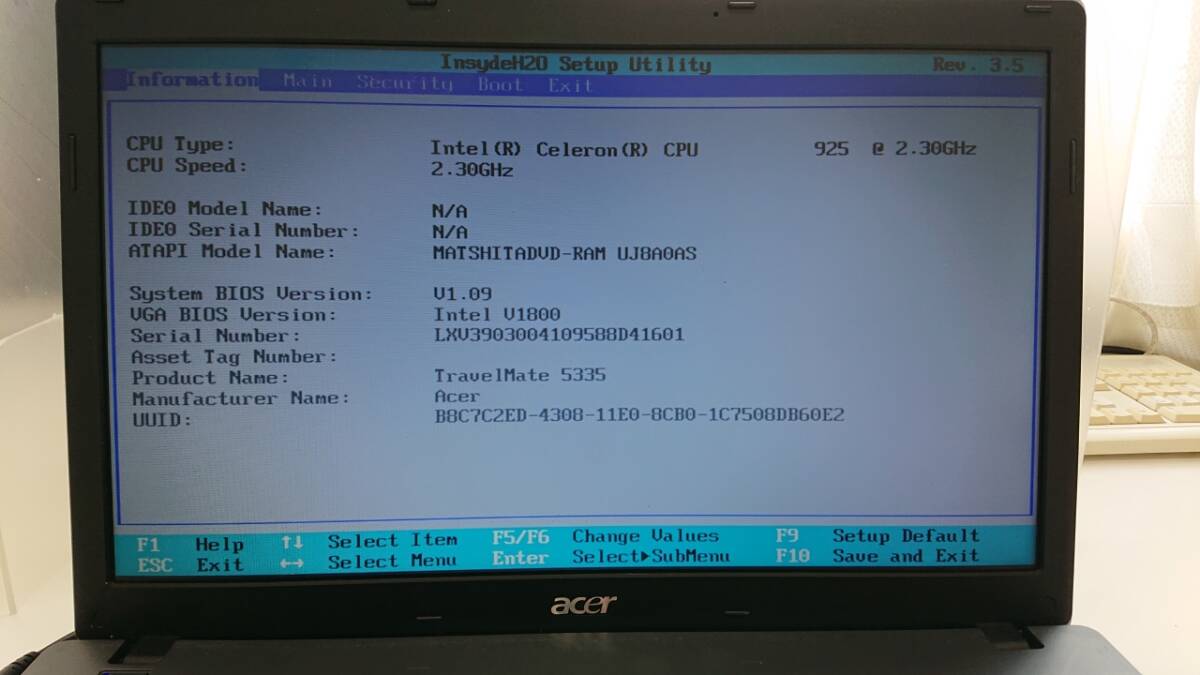 Acer ノートパソコン TravelMate 5335 動作チェック済み ジャンク拍卖