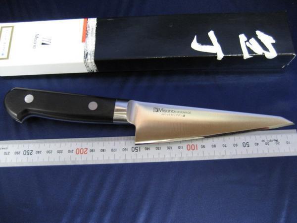 新品★MISONOモリブデン鋼口金付骨スキ角型包丁★ミソノ145mm拍卖