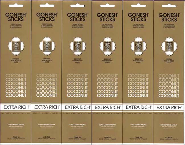 ★送料無料★GONESH ガーネッシュ お香 COCONUT x 6パック(120本組)拍卖