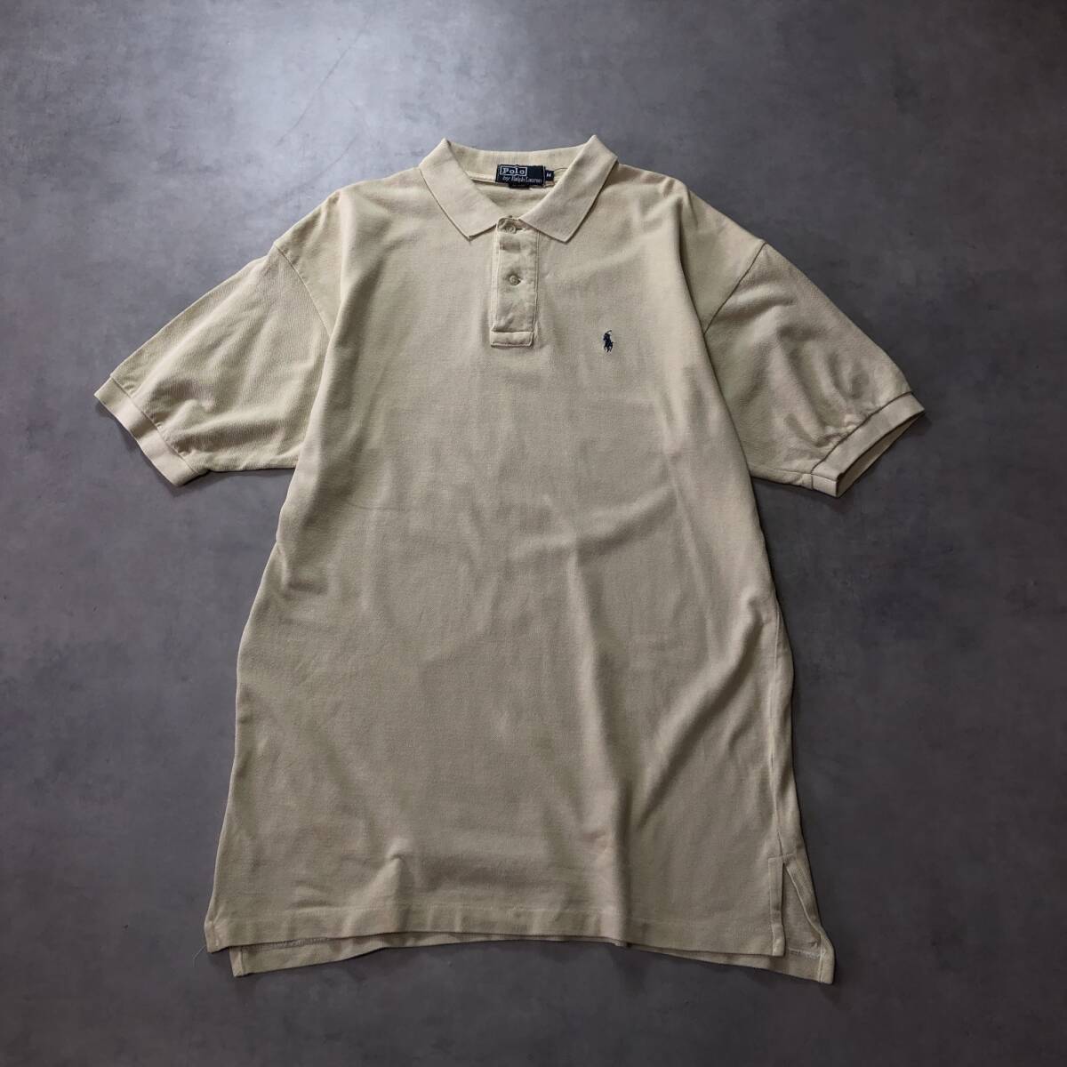 GQ2276◇POLO by Ralph Lauren : USA製 90's鹿の子ポロシャツ◇M◇ベージュ系 拍卖