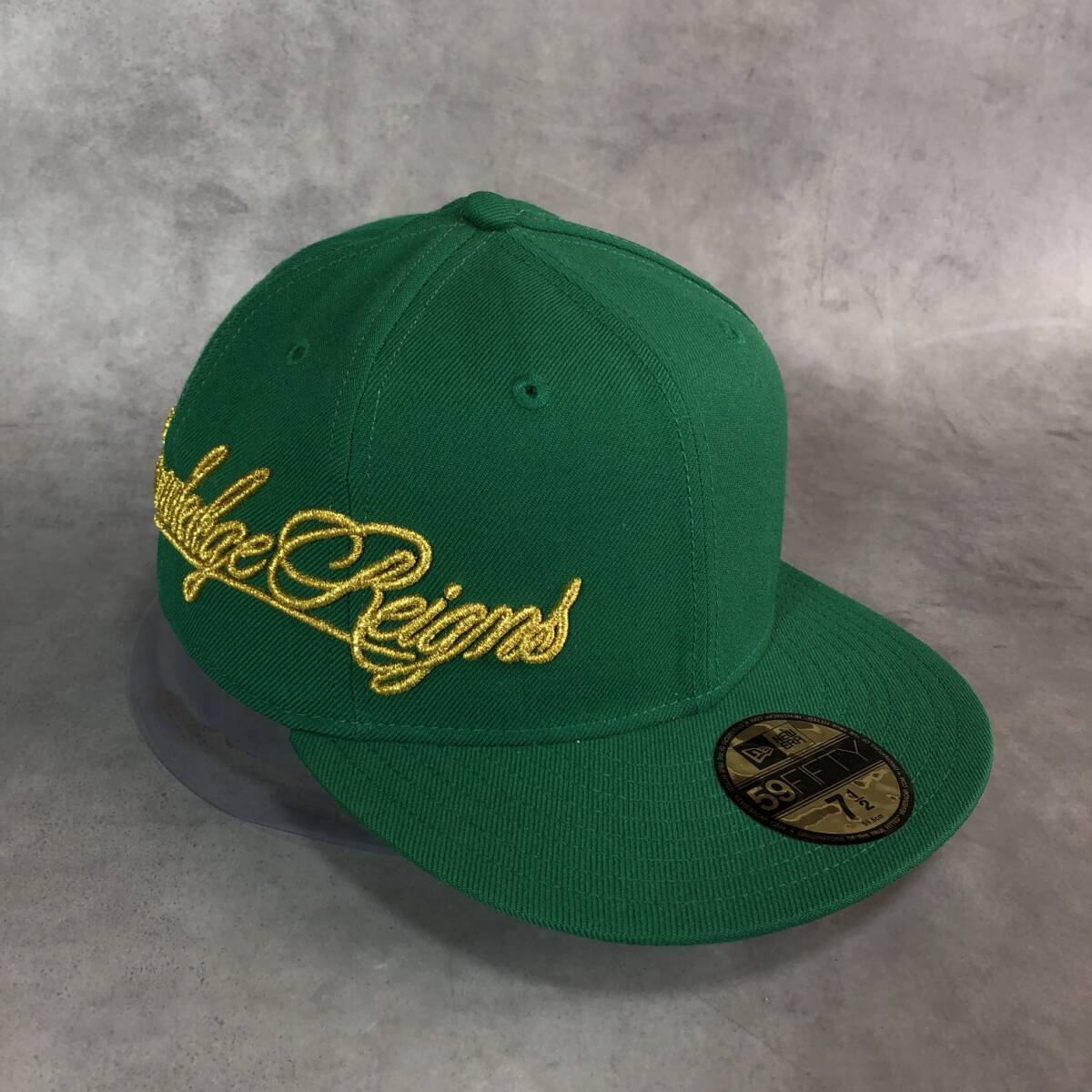 GQ2400◇SUPREME / NEWERA : Side Knowledge Reigns Logo cap◇59.6cm◇緑 シュプリーム ニューエラ拍卖