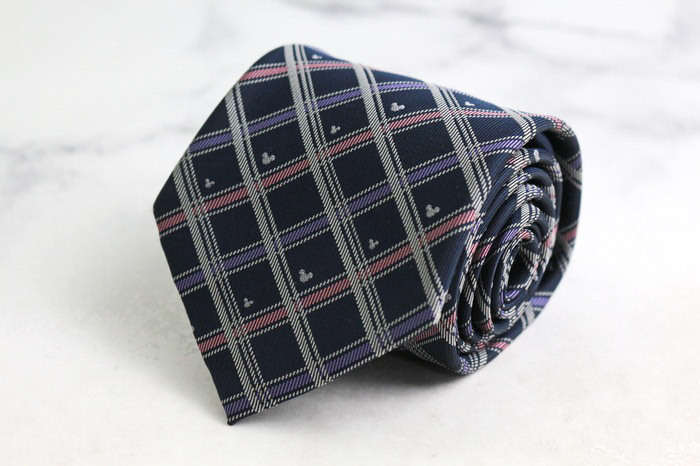 ディズニー ブランド ネクタイ ミッキー ミニー チェック柄 格子柄 キャラクター柄 PO メンズ ネイビー Disney拍卖