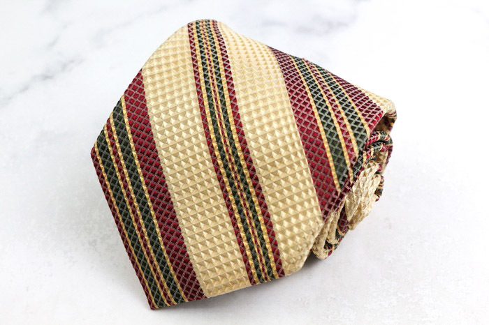 ジェイプレス ブランド ネクタイ ストライプ柄 格子柄 シルク PO メンズ ベージュ J.PRESS拍卖