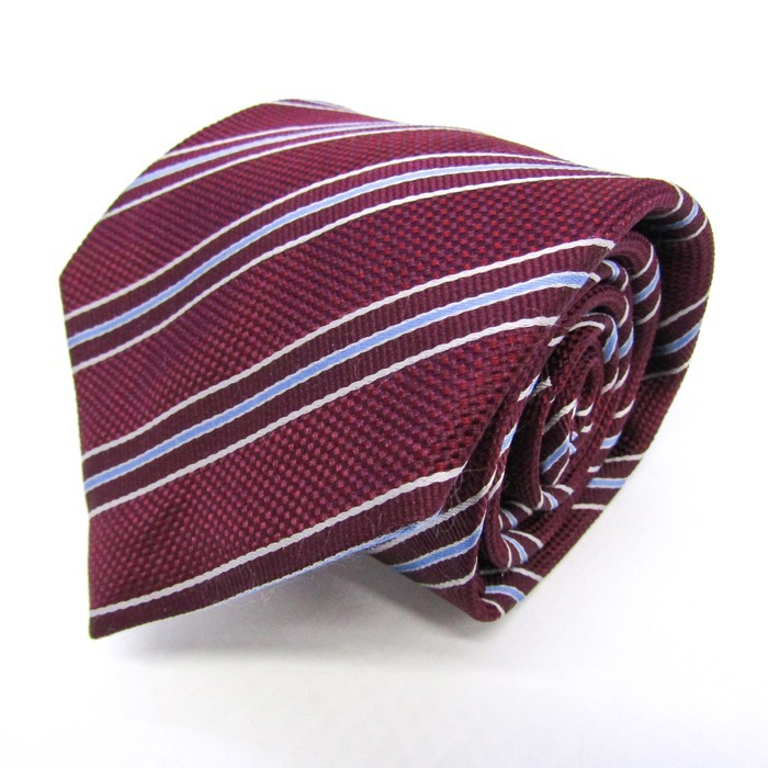 ミチコロンドンコシノ ブランド ネクタイ シルク ストライプ柄 PO メンズ ワインレッド MICHIKO LONDON KOSHINO拍卖