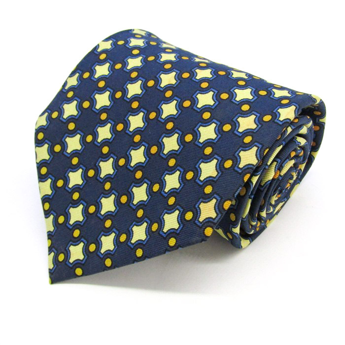 アクアスキュータム ブランド ネクタイ 総柄 ドット 格子柄 小紋柄 シルク PO メンズ ネイビー Aquascutum拍卖