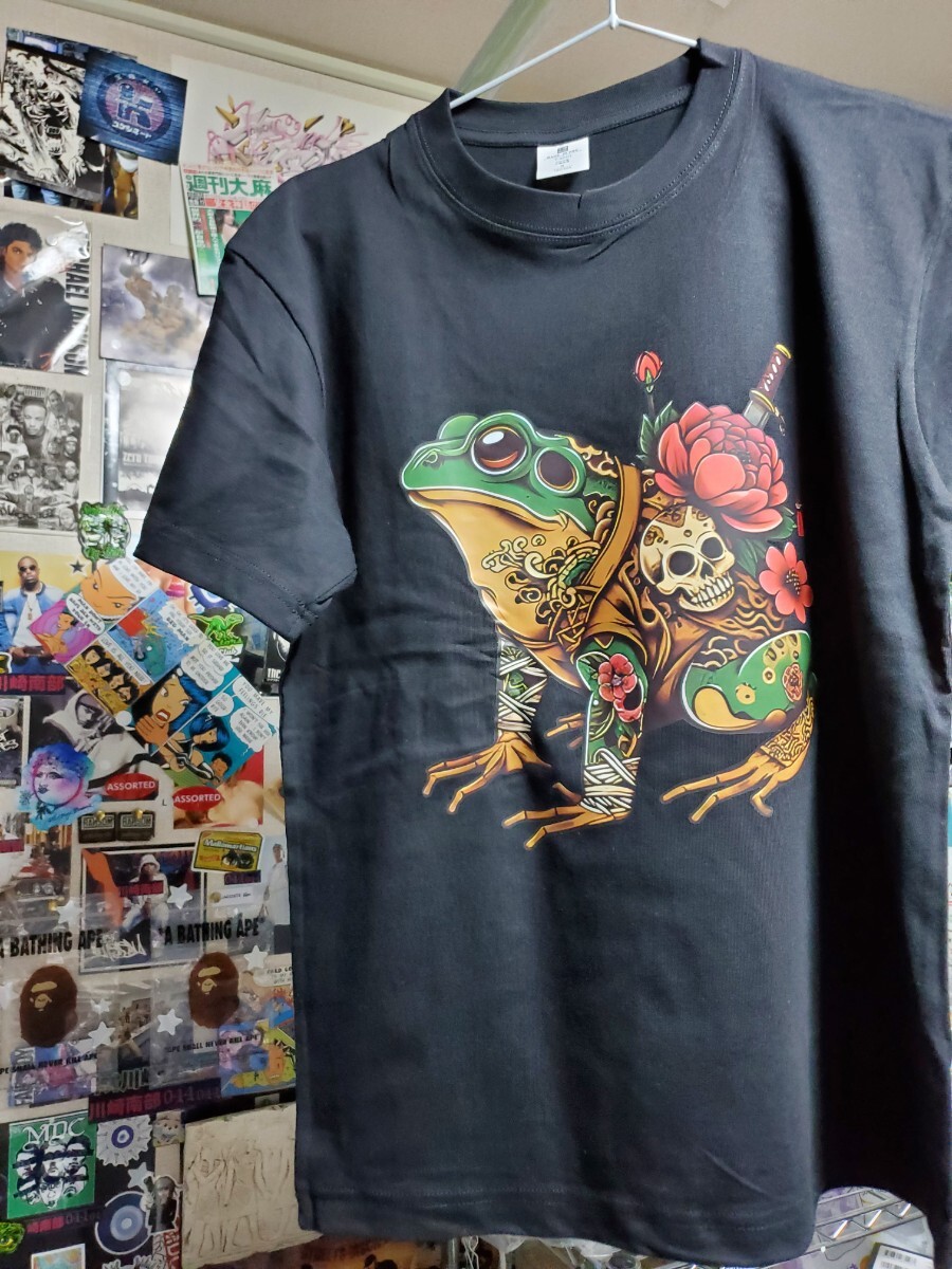 新品│タトゥーフロッグ│刺青カエル│輸入Tシャツ│海外インポート品│海外サイズS(JP-L)│ブラック│黒│HIPHOP│ストリート拍卖