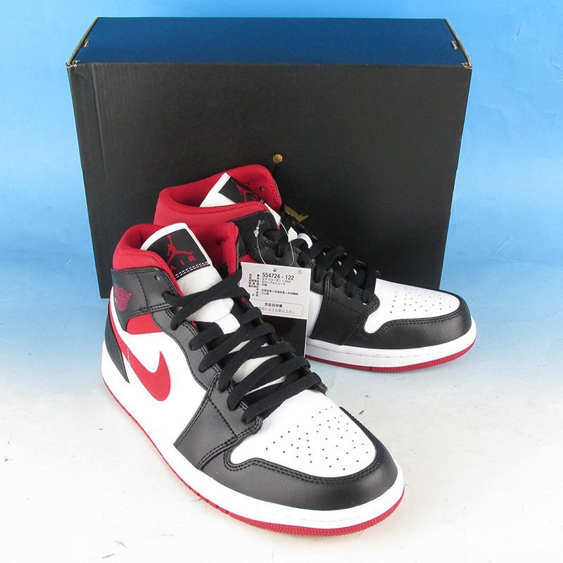 LYF16606 NIKE ナイキ エアジョーダン 1 ミッド 554724-122 スニーカー US8.5/26.5cm 未使用拍卖