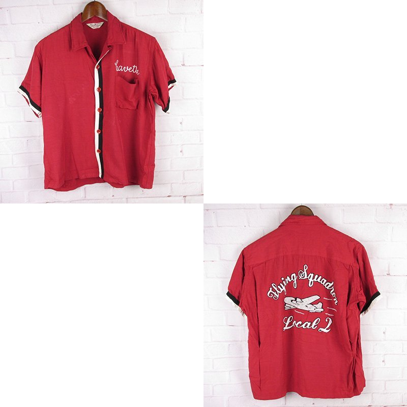 MSH4609 東洋 STYLE EYES スタイルアイズ ボーリングシャツ レッド系 M 15-15 1/2拍卖