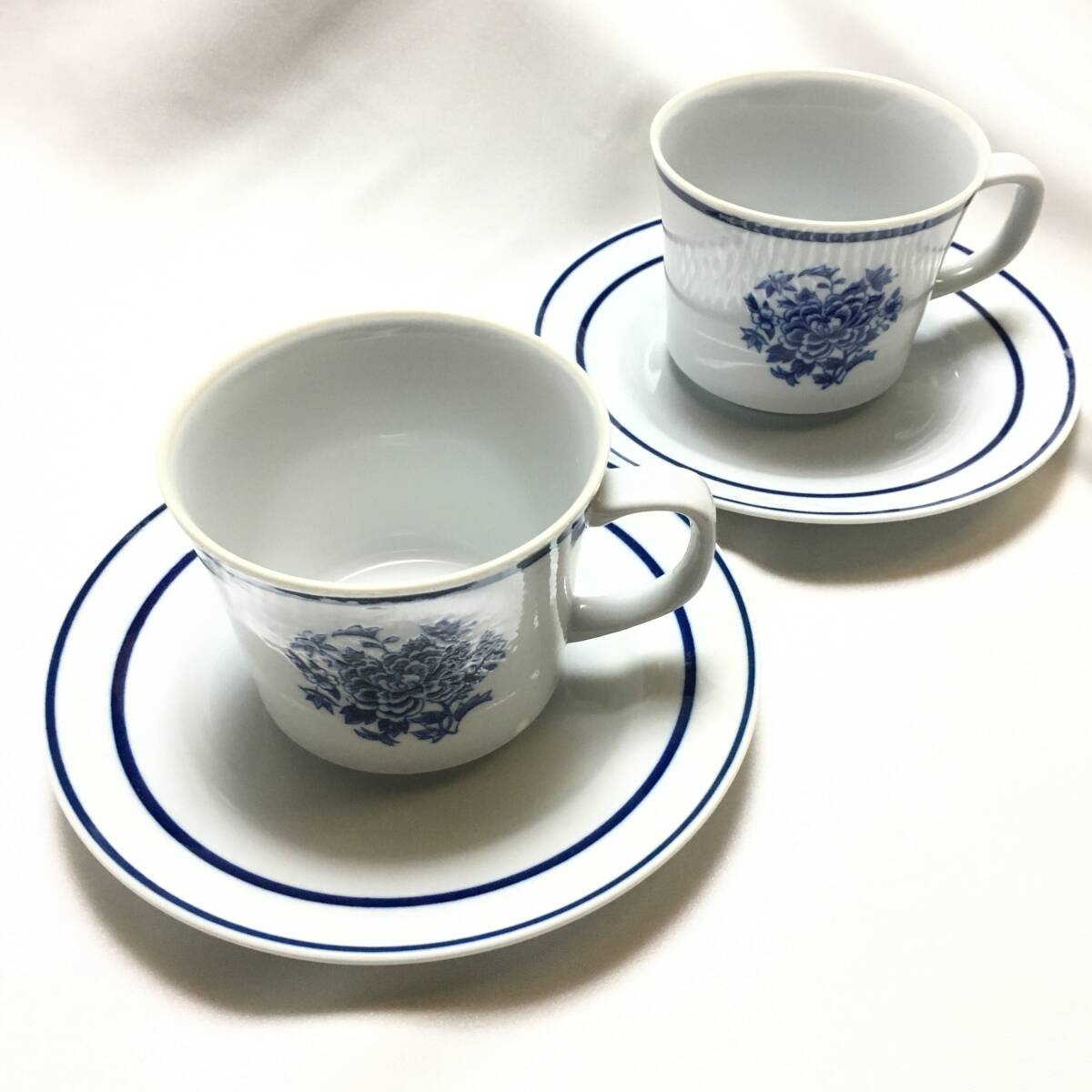 【超レア】MARUI Blue FLOWER|コーヒーカップ&ソーサー|2組セット|UNDER GLAZE by K.S.C.|マルイ ブルーフラワー【昭和レトロ】拍卖