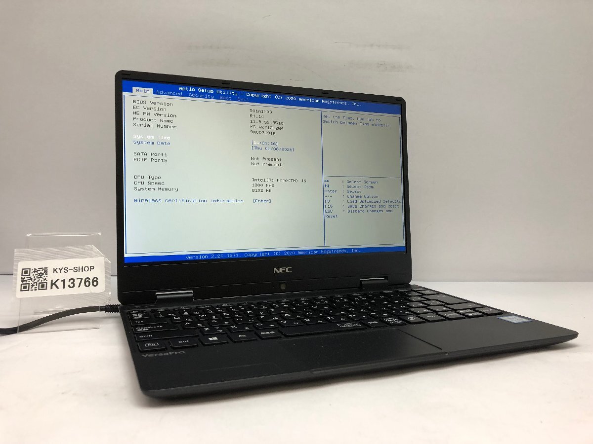 ジャンク/ NEC PC-VKT13HZG4 Intel Core i5-8200Y メモリ8.19GB ストレージ無し 【K13766】拍卖