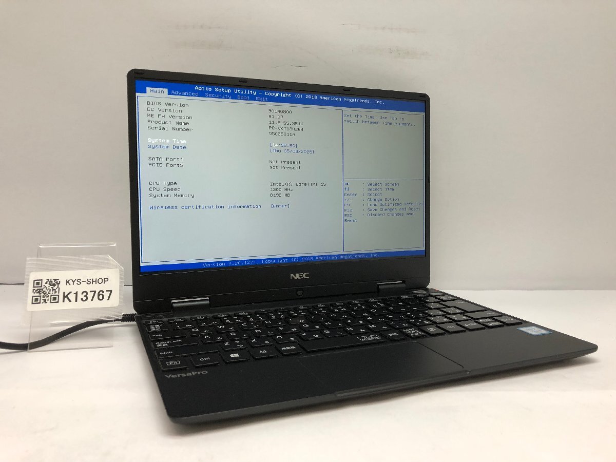 ジャンク/ NEC PC-VKT13HZG4 Intel Core i5-8200Y メモリ8.19GB ストレージ無し 【K13767】拍卖
