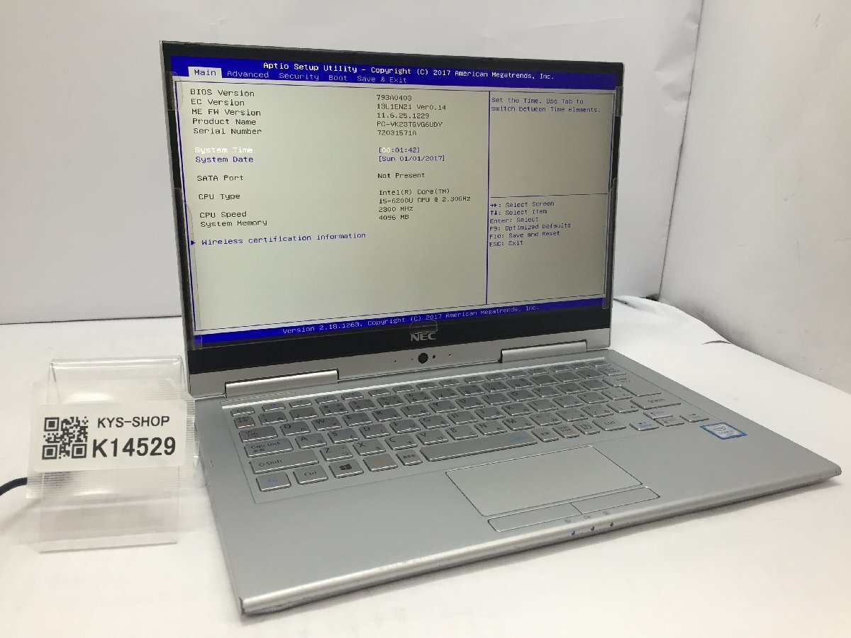 ジャンク/ NEC PC-VK23TGVG6UDY Intel Core i5-6200U メモリ4.1GB ストレージ無し 【K14529】拍卖