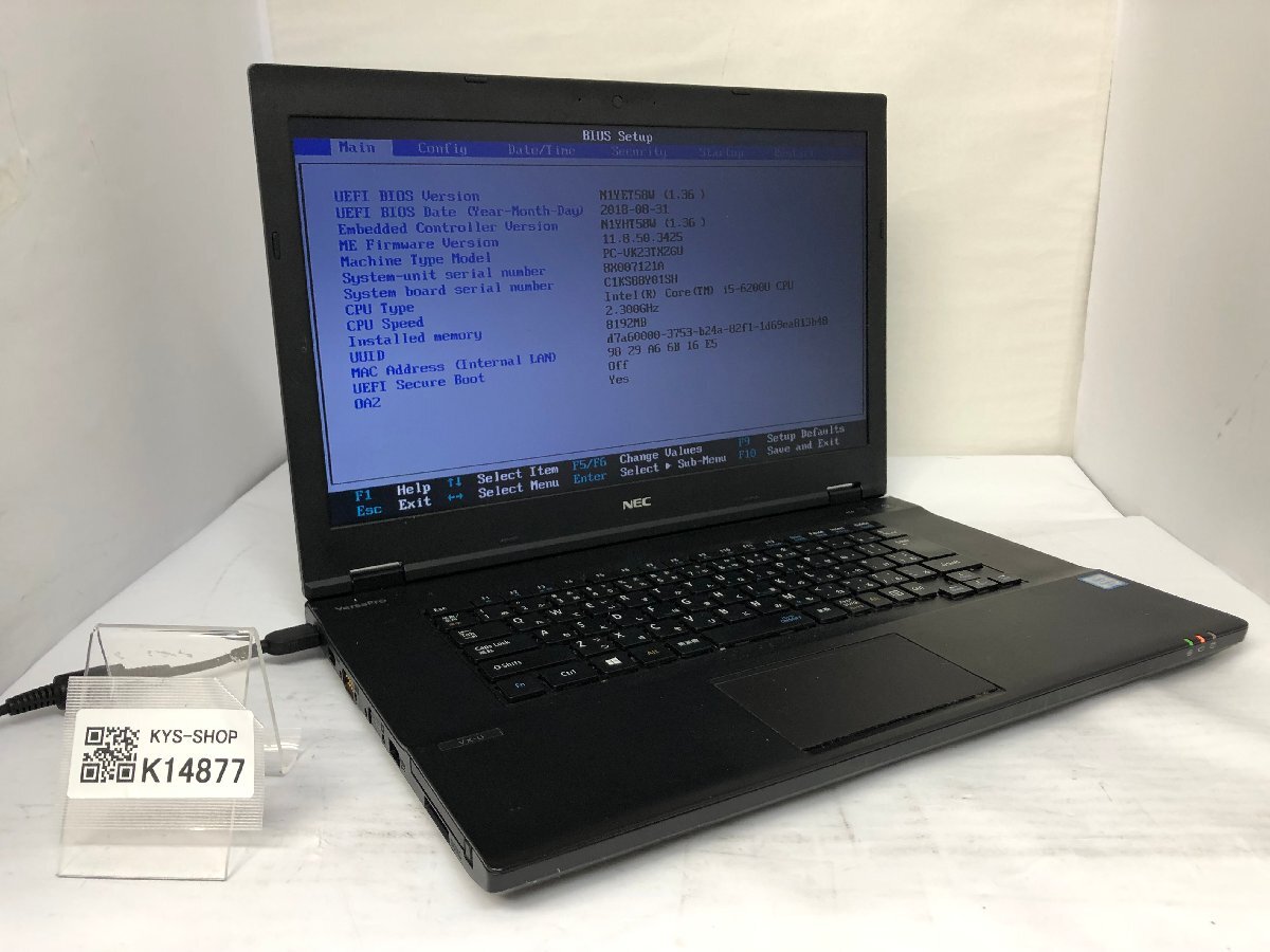 ジャンク/ NEC PC-VK23TXZGU Intel Core i5-6200U メモリ8.19GB ストレージ無し 【K14877】拍卖