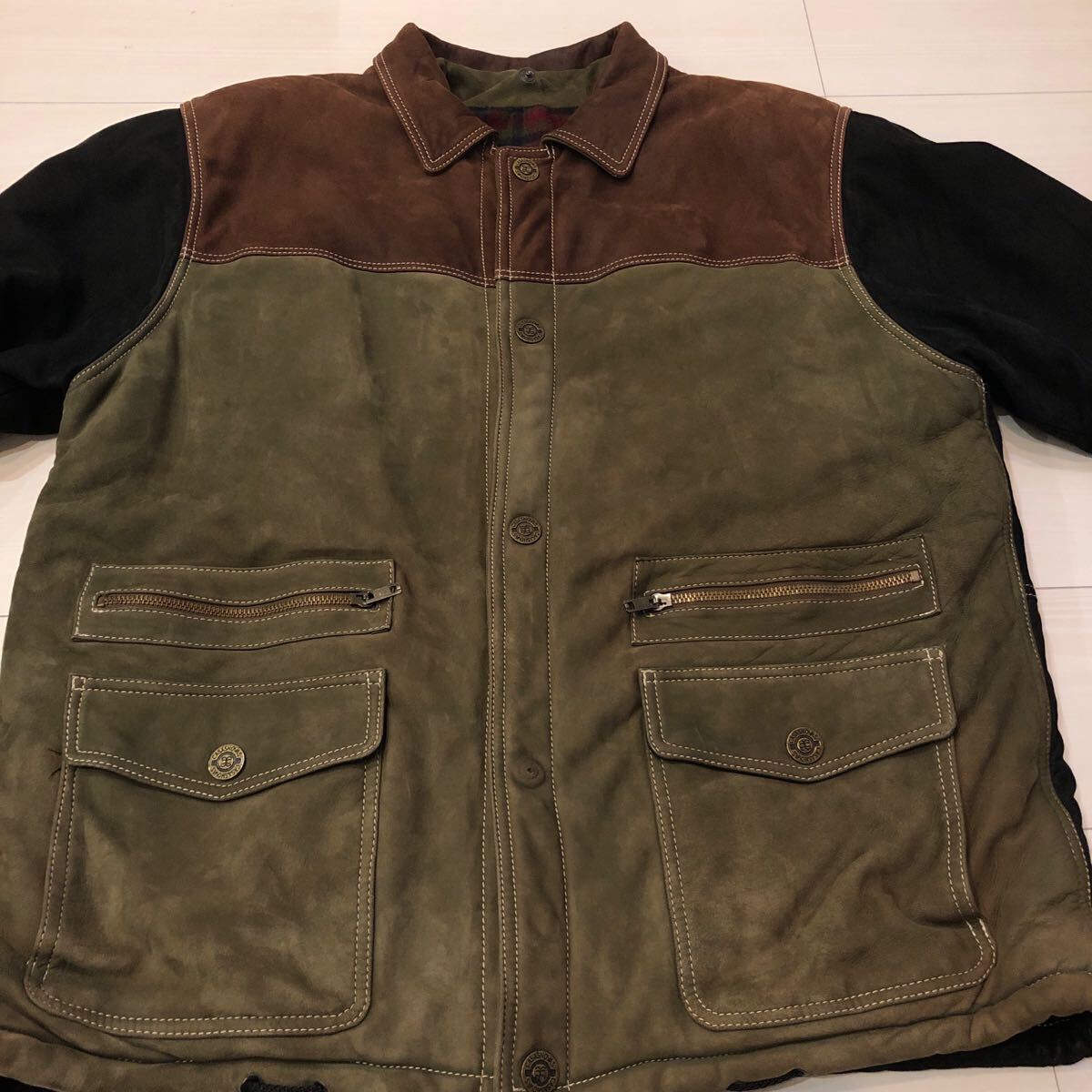 ヴィンテージ スペイン製 Casasnovas レザージャケット スウェード ブルゾン フード 着脱 変形 レイヤード 着脱可能 本革拍卖