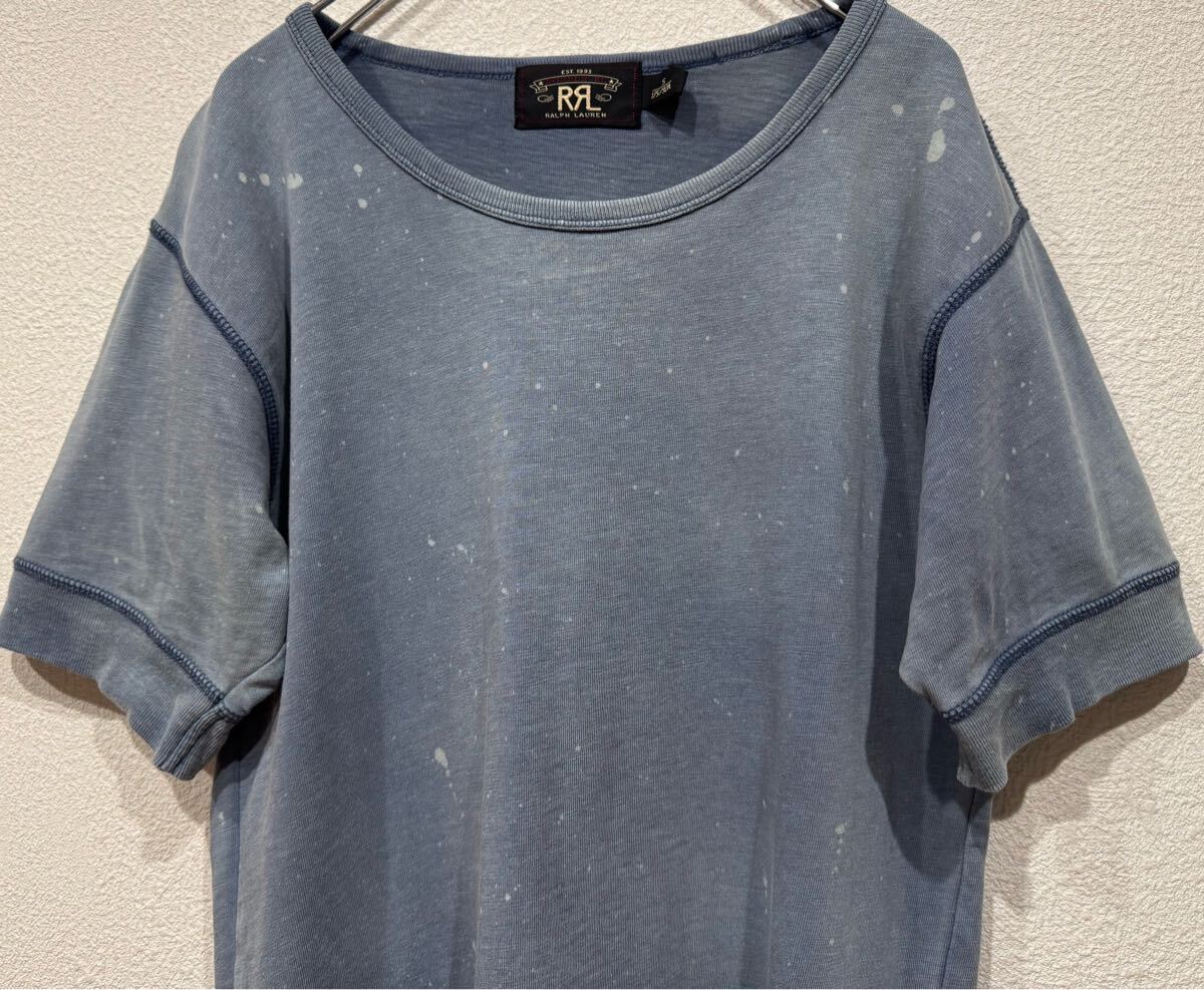 RRL DOUBLE RL Tシャツ インディゴ ビンテージ加工 US MAVY ダブルアールエル 半袖Tシャツ カットソー拍卖