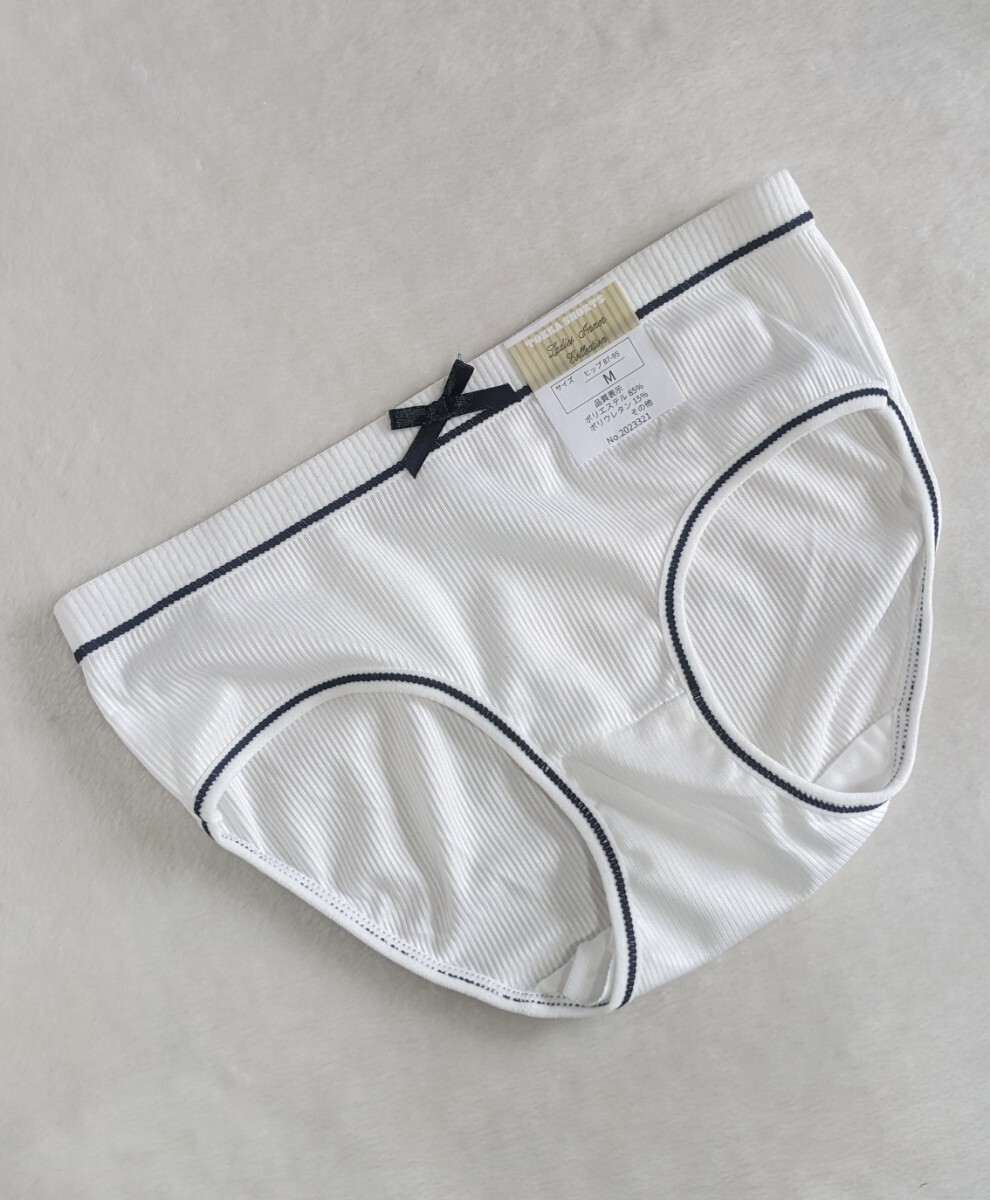 普段使いに☆キュートなパンティM☆未使用☆プチリボン☆☆ホワイト☆匿名配送可☆タグあり☆拍卖