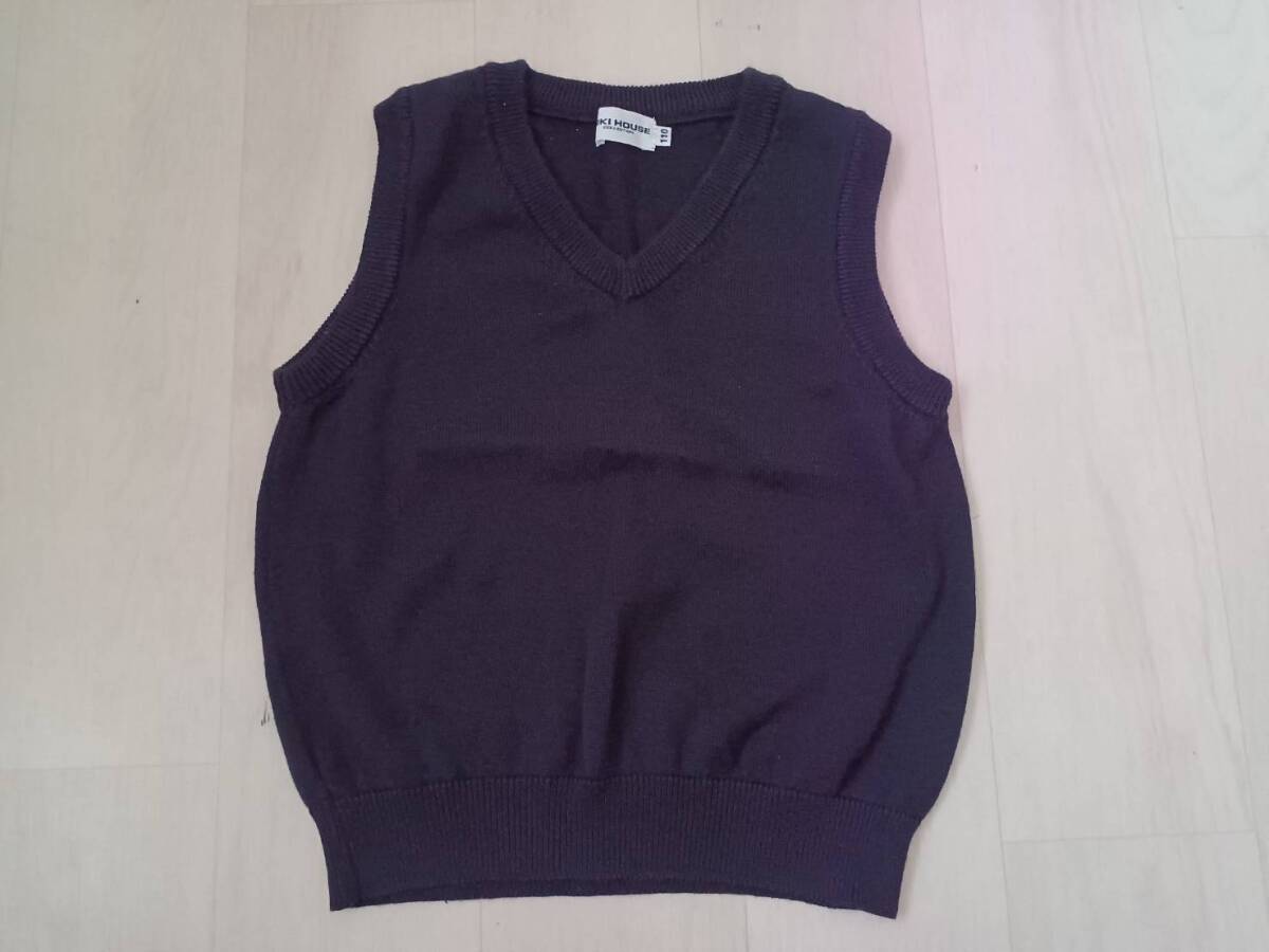 サイズ110★ミキハウス 定価11000円 綿ニットVネックベストベスト★MIKIHOUSE フォーマル 七五三 入園式入学式 お受験行動観察拍卖