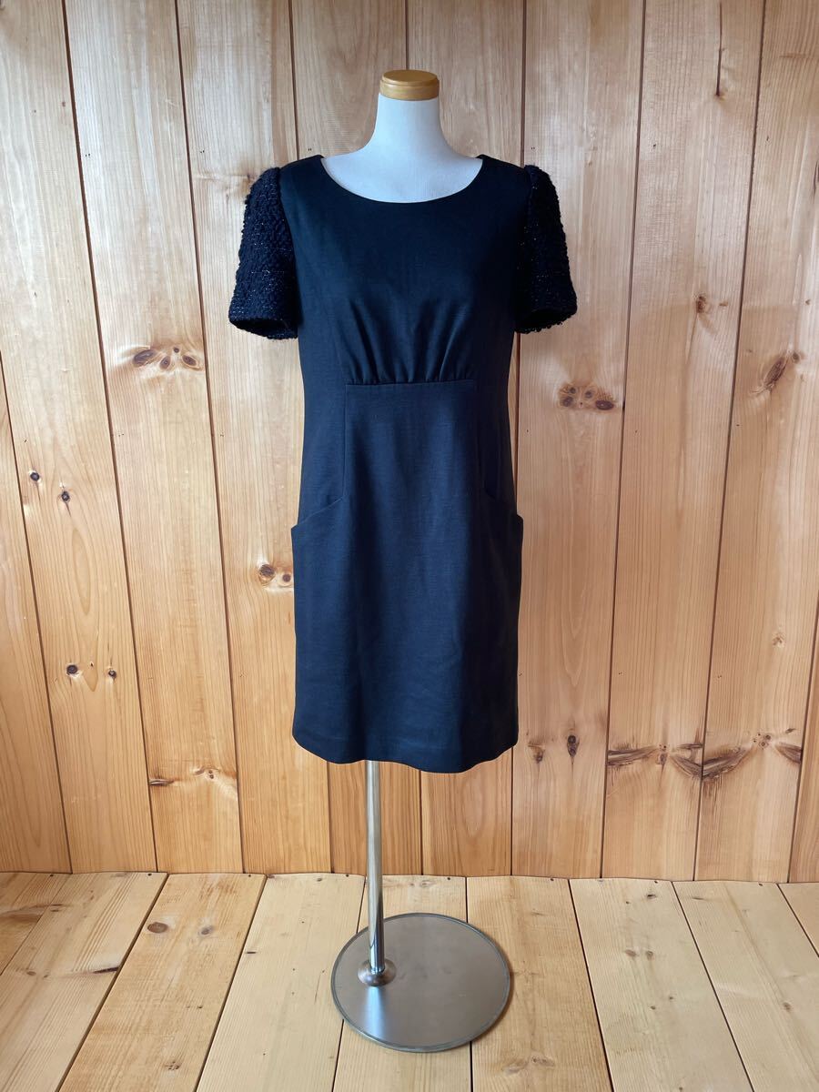 ヴィヴィアンタム/VIVIENNE TAM/ワンピース/半袖/膝丈/0/SM/裏地付き/ネイビー/アクリル×ウール/良品美品/日本製拍卖