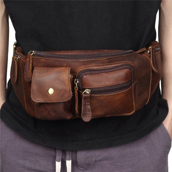 ポケット多い 一枚牛革 ウエストバッグ メンズ 本革 ウエストポーチ 2WAY ボディバッグ ワイルド風 自転車 アウトドア コーヒー拍卖