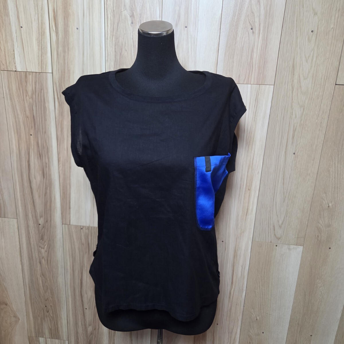 超美品 Kawai okada カワイオカダ★異素材使いトップス QVC ノースリーブ タンクトップ プルオーバー拍卖