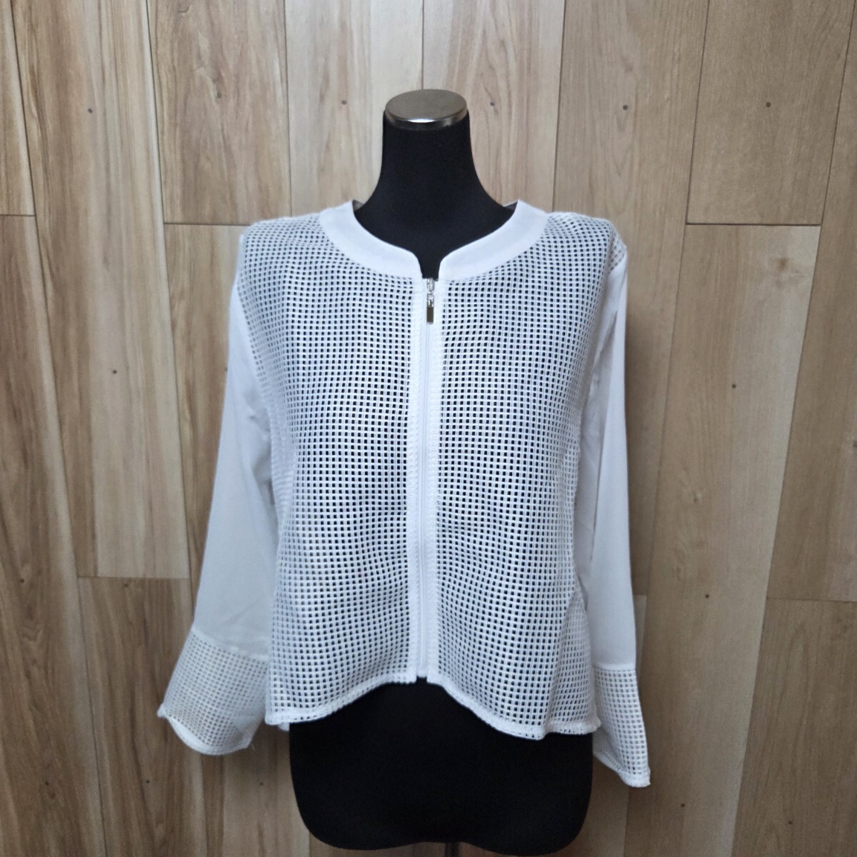 超美品 koibitomisaki コイビトミサキ★メッシュ切替長袖バンドカラー シースルージャケット ショップチャンネル拍卖