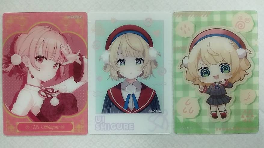 フリューくじONLINE しぐれうい G賞 トレーディングクリアカード 3枚セット【FURYU Kuji Shigure Ui Trading Clear Card Vtuber】拍卖
