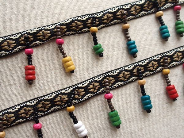 即決 ! 0.5mより ビーズ付きチロリアンテープ ☆ブレード フリンジ エスニック 手芸 クラフト拍卖