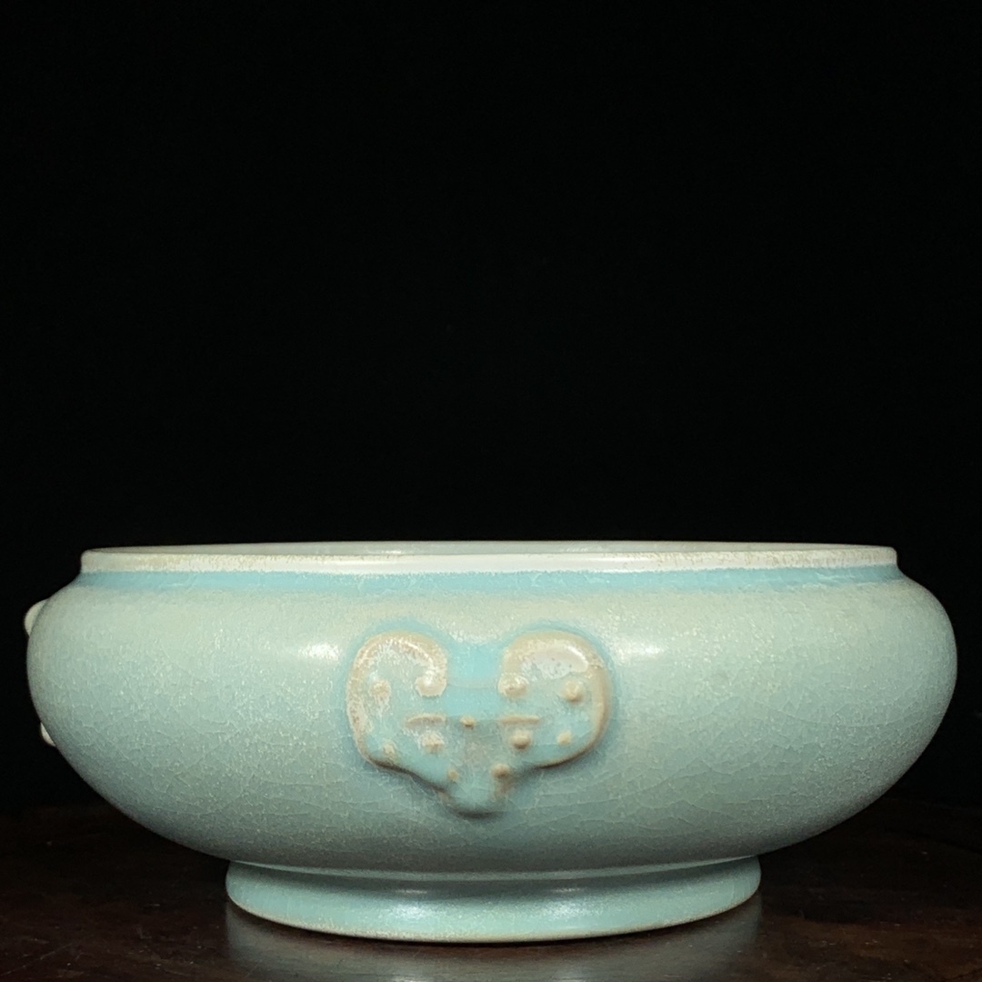 唐物 宋 汝窯 獣頭洗 陶芸 磁器 中国磁器 置物 賞物 極細工 古美術品 中国古玩 骨董品 D65拍卖