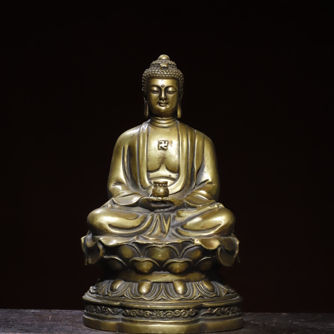 唐物 清 銅【釋迦牟尼】仏像 奉納されていた 供養品 銅製品 古美術品 時代物 中国古玩 骨董品 D65拍卖