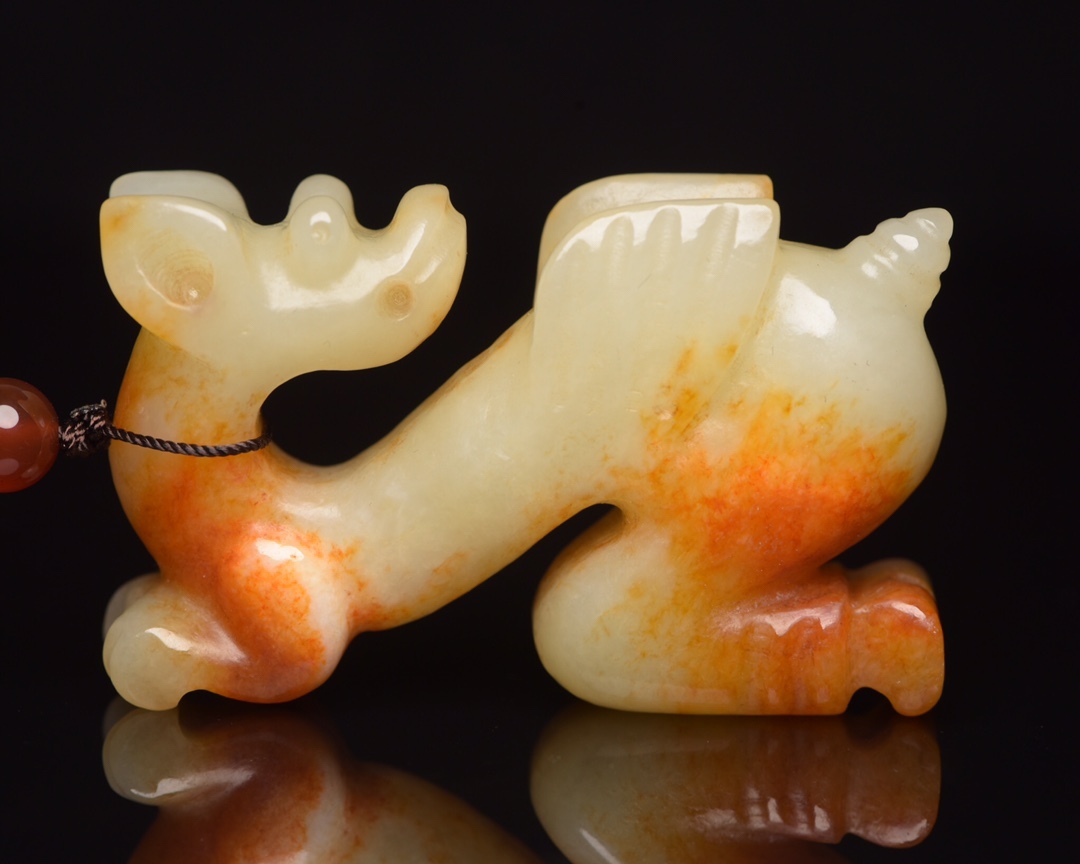 唐物 清 玉彫 和田玉 獸 玉質温潤細膩 沁色自然 刀功老道 包漿一流 置物 古美術品 中国古玩 骨董品 D65拍卖