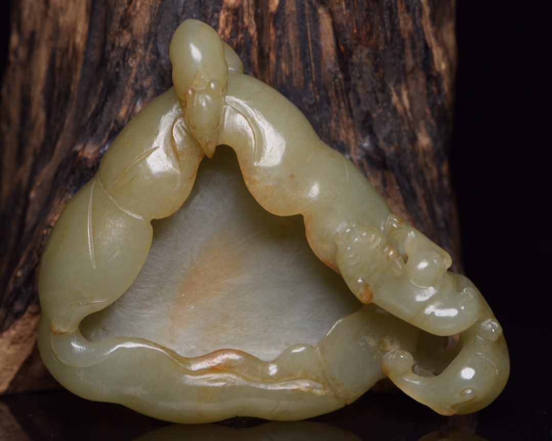 唐物 清 玉彫 和田玉 筆洗い 玉質温潤細膩 沁色自然 包漿一流 極細工 古美術品 中国古玩 骨董品 D65拍卖