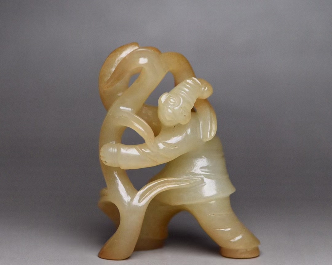 唐物 清 玉彫 和田玉 胡人 玉質温潤細膩 沁色自然 刀功老道 包漿一流 極細工 古美術品 中国古玩 骨董品 D65拍卖