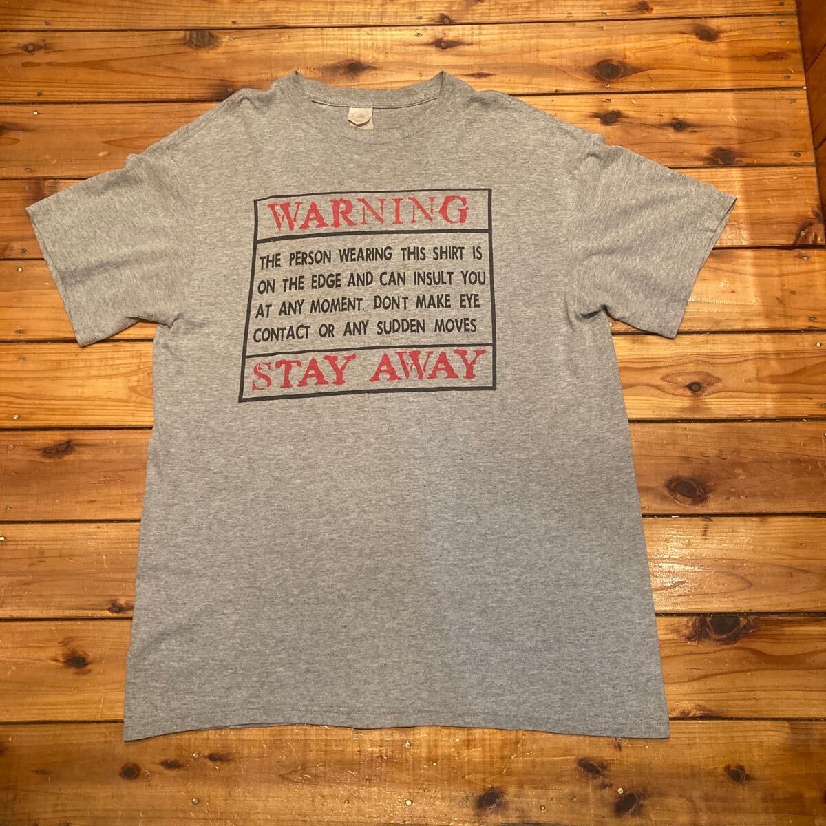 WARNING プリントTシャツ 半袖Tシャツ グレー アメリカ古着 USA古着拍卖