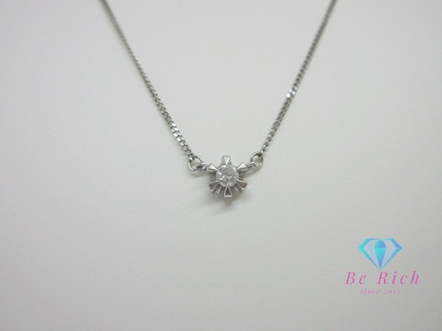 Pt850 プラチナ ダイヤモンド 0.16ct デザイン ネックレス ペンダント メレ 宝石 ジュエリー アクセサリー 【中古】 th12705拍卖