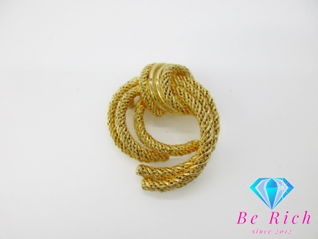 クリスチャン ディオール Christian Dior ロープ モチーフ デザイン ピン ブローチ ゴールド メッキ ジュエリー 【中古】 ba3019拍卖