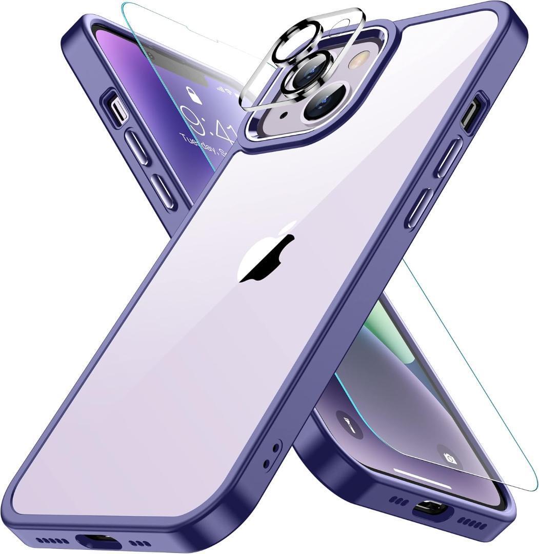 iPhone14 用 ケース パープル 保護フィルム カバー 6.1 H41拍卖