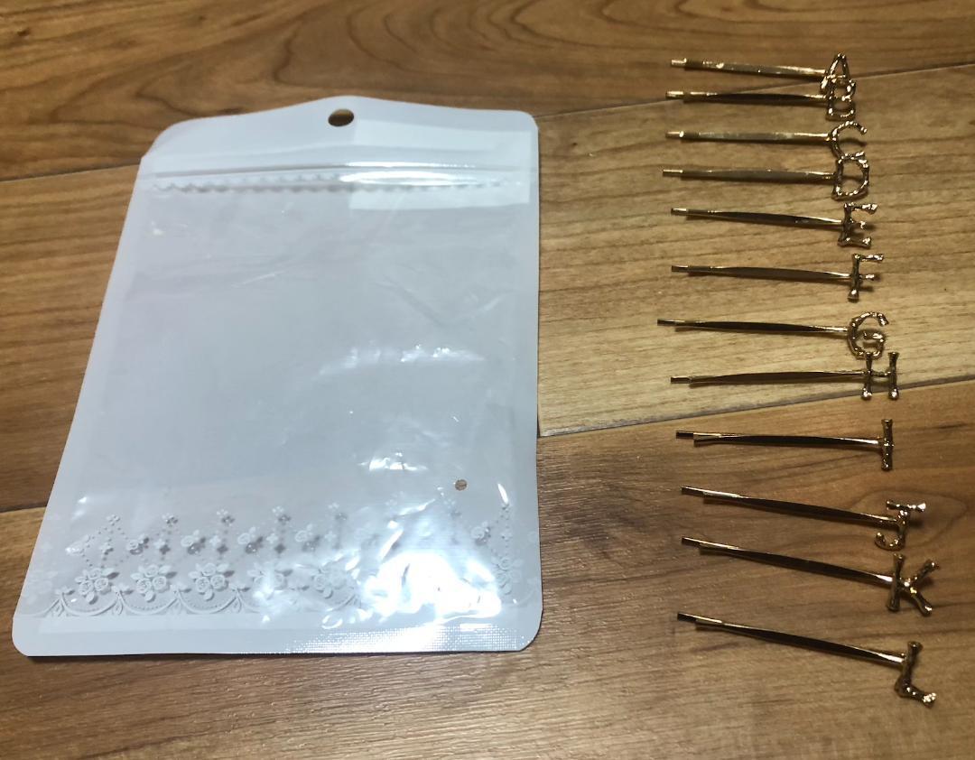 ゴールド アルファベット ヘアピン 12個セット アレンジ ピン J260拍卖