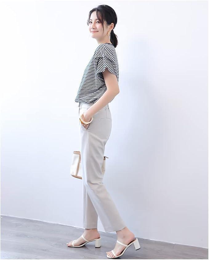 Tシャツ レディース 半袖 トップス ストライプ ネイビー Fサイズ K143拍卖