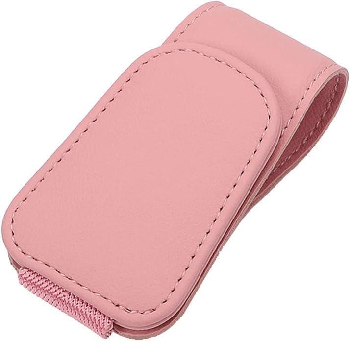 車載用メガネホルダー 磁気式PUレザー製サングラスホルダー (ピンク) H168拍卖