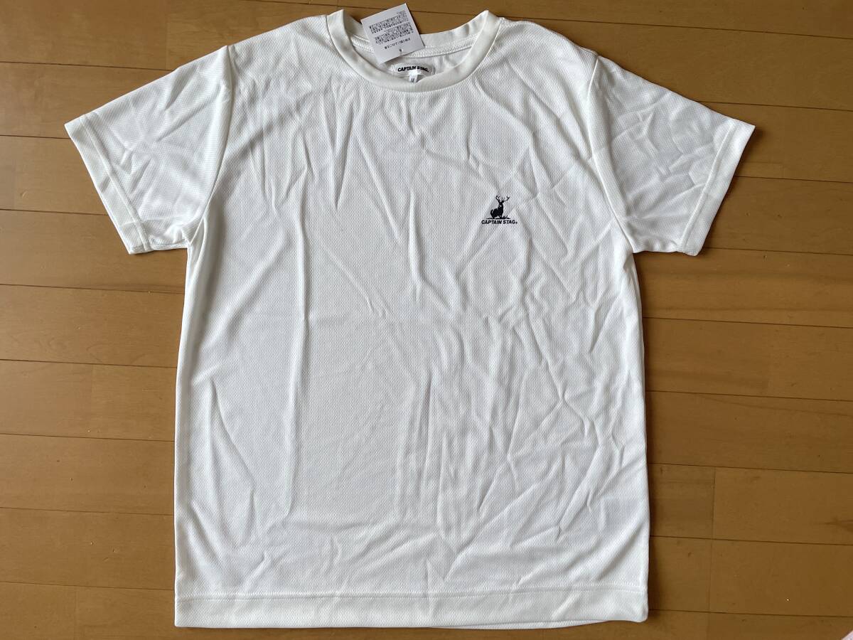 送料込み 新品未使用 L CAPTAIN STAG(キャプテンスタッグ) ロゴ入り半袖Tシャツ オフホワイト オフ白 サイズ紙タグなし 即決拍卖